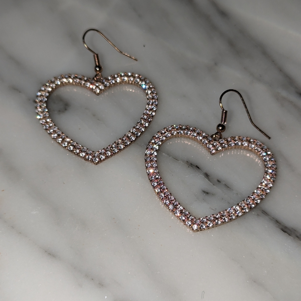 Sparkling Heart shaped CZ Earrings - Picture 14 of 15